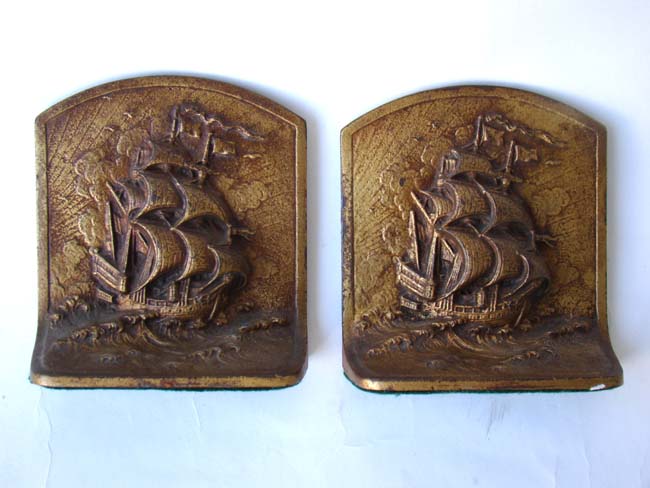 A classic pair of Ship Bookends circa 1920